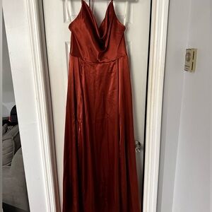 Charmeuse Cowl Dress with Lace-Up Back